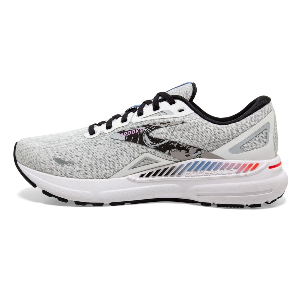 Brooks Light Gray Adrenaline GTS 23 Running Shoes with Black and White Accents